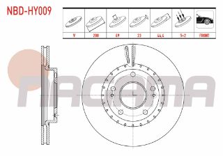 FREN DİSKI ÖN HAVALI 5 BJN 280X23X69X44,5 HYUNDAİ ELANTRA 1.6 D-CVVT - 1.6 CRDI 2011-2015/ KİA CEE'D 1.6 CVVT - 1.6 GDI 2012- resmi