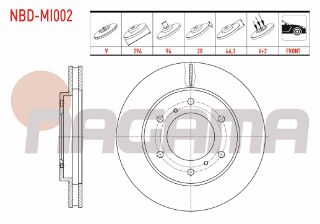 FREN DİSKI ÖN HAVALI 6 BJN 294X28X94X46,3 MİTSUBİSHİ L 200 2.4 DI-D - 2.5 DI-D 2010-2015 / L 200 2.5 DID 4X4 2004-/ FIAT FULLBACK PİCK-UP 4X4 2.4 D 2016- resmi