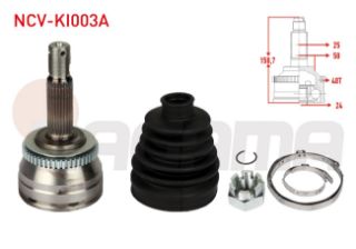 AKS KAFASI SOL SAĞ ÖN DIS 25X24X50 ABSLI 48 DIS UZUNLUK 158MM KİA RİO II 1.5 CRDI 2006-2011 resmi