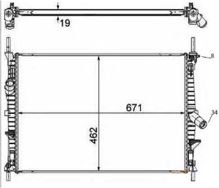 RADYATÖR BRAZİNG FORD TRANSİT 2.2 TDCİ-2.4 TDCİ 06 MEK. 672X448X18 resmi