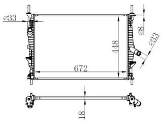 RADYATÖR BRAZİNG FORD TRANSİT 2.2 TDCİ-2.4 TDCİ 06 MEK. 672X448X18 resmi