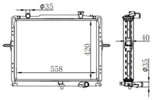 RADYATOR BRAZİNG MT 420X558X40 BONGO 2014 resmi