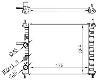 RADYATÖR BRAZİNG BRAVO-BRAVA-MAREA 1.2İ-1.4İ-1.6İ 96 MEK. 475X395X22 resmi