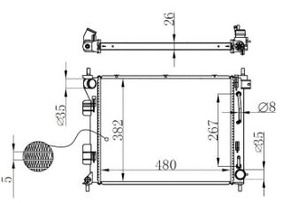 RADYATOR BRAZİNG AT 480X382X26 İ20 1.1CRDI/1.4CRDI 09 /14 resmi