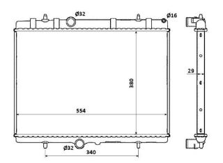 RADYATÖR BRAZİNG 301- 307-407-C4-C5-ELYSEE-BERL.-PART.1.6-1.8-2.0 HDİ AC KLİMASIZ MEK 538X380X22 resmi