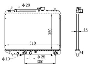 RADYATOR BRAZİNG AT 350X518X16 BALENO- 1.3İ/1.5İ/1.6İ/1.8İ 95- 64176 resmi