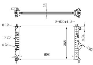 RADYATOR BRAZİNG MT 608X368X26 OPEL VECTRA B 2.5 63013A resmi