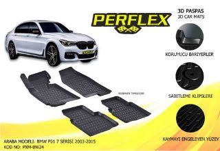 PERFLEX 3D X-MAT HAVUZLU PASPAS ÇEŞİTLERİ SİYAH BMW F01 7 SERİSİ 2003-2015 3D X-MAT 5 PCS resmi