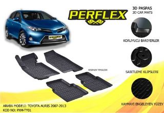 PASPAS 3D X-MAT HAVUZLU TOYOTA AURIS 07-13 SİYAH resmi