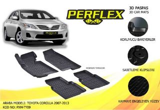 PASPAS 3D X-MAT HAVUZLU TOYOTA COROLLA 07-13 SİYAH resmi