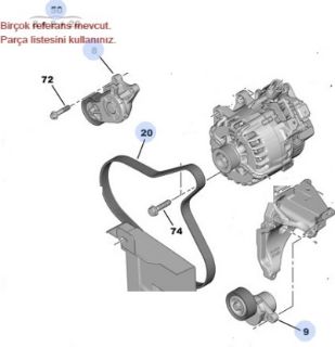 ALTERNATÖR KAYIŞ KİTİ RP 1678169480 DV6 308/3008/308(T9)/5008/508/TEPEE/C5/C4/C3/BERLİNGO 02- resmi