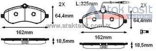 FREN BALATA ÖN FISLI FIAT SCUDO (270) 1.6 MJT 18.50MM 2007-/ SCUDO 2.0 MJT 2007-/ CITROEN JUMPY II 1.6 HDI 2006-/JUMPY II 2.0 HDI 2006-/ PEUGEOT EXPERT 1.6 HDI 2007-/ EXPERT 2.0 HDI 2007- resmi