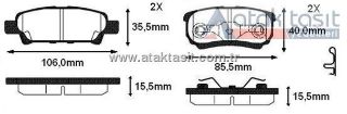 FREN BALATA ARKA İKAZLI MİTSUBİSHİ LANCER VII 1.3 2003-2007/ LANCER 2.0 2007- / OUTLANDER I  2.0 2001-2006/ OUTLANDER II 2.0 DI-D 2006-2012/ JEEP COMPASS 2.0 CRD 2006-/ PEUGEOT 4007 2.2 HDI 2007- resmi