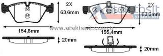 FREN BALATA ÖN BMW 5 SERISI (E60) 520 D 2003-2010/ 5 SERISI (E60) 520 İ 2003-2010/ 3 SERISI (E90) 320 D 2005-2011/ 3 SERISI (E90) 316 İ 2005-2011/ 3 SERISI (E90) 325 İ 2005-2011 resmi