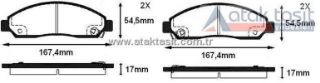 FREN BALATA ÖN İKAZLI 17MM İSUZU D-MAX (8DH) 2.5 D - 2.5 DITD - 3.0 D 2002-2009 resmi