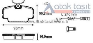 FREN BALATA ÖN MERCEDES 190 (W201) 2.0 1982-1993 / 2.5 1982-1993/ D 2.5 1982-1993/ BMW 3 SERISI (E30) 316 İ 1982-1992/ 315 1982-1992/ 320 D 1982-1992/ 318 İ 1982-1992/ 323 İ 1982-1992 resmi