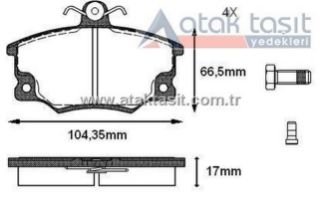 FREN BALATA ÖN FIAT TEMPRA 1.4  - 1.6 -  2.0İ 17.00MM 1992-1999/ TİPO 1.4İ - 1.6İ - 2.0İ 1990-2000/ UNO 70 1.4İ 1994-2000/ ALFA ROMEO 145 1.6 - 1.7 16V - 1.9 TD 1994-2001/ 146 1.6 -  1.4 1994-2001 resmi