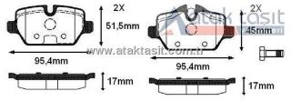 FREN BALATA ARKA İKAZLI BMW 1 SERISI (E87) 116 İ 2003-2012/ 118 İ 2003-2012/ 120 İ 2003-2012/ 1 SERISI (E81) 118 İ 2004-2012/ 3 SERISI (E90) 316 Tİ 2005-2011/ 318 CL 2005-2011/ 318 D 2005-2011 resmi