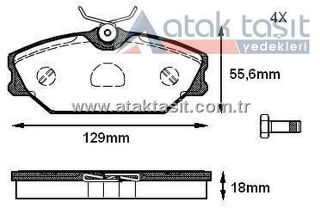 FREN BALATA ÖN RENAULT MEGANE I (BA0/1) 1.9 D 1996-2003 / LAGUNA I (B56,556) 1.6İ 1993-2001/ SAFRANE 2.0İ 1992-2000/ LAGUNA I (B56,556) 2.0İ 1993-2001/ SCENİC I (JA) 1.6İ 16V 1999-2003 resmi