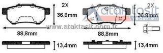 FREN BALATA ARKA HONDA CİVİC V 1.6 I-VTEC 1992-1995 / CİVİC VI 1.6 I-VTEC 1995-2001 / CİVİC IV 2.0 1987-1993 / İNTEGRA (DA) 1.8İ 16V 1985-1993 / İNTEGRA (DA) 1.6 1985-1993 /JAZZ II (GD) 1.4İ 2002-2004 resmi