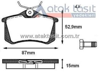 FREN BALATA ARKA VW GOLF IV 1.4İ 16V 1997-2005/GOLF III 1.9 TDI 1991-1999/A4 1.6 1994-2001/CLİO III 1.5 DCI 2005-2012/MEGANE II 1.4İ 16V 2002-2008/1.5 DCI 2002-2008 / MİCRA 1.4İ 16V 2003-2010 resmi