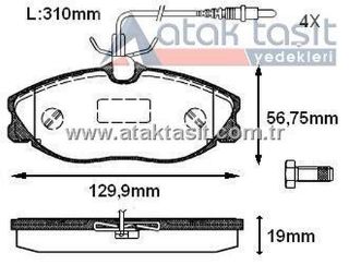 FREN BALATA ÖN FISLI PEUGEOT 406 (8B) 2.0İ 15 JANT 1995-2004 / 406 (8B) 2.0 HDI 15 JANT 1995-2004 resmi