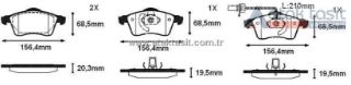 FREN BALATA FISLI ÖN VOLKSWAGEN TRANSPORTER IV (70XB,70XC,7DB,7DW) 2.5 TDI 19.50-20.30MM 1990-2003 resmi