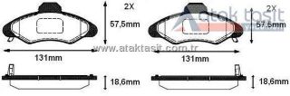 FREN BALATA ÖN İKAZLI FORD ESCORT VII 1.3 1995-1999 / ESCORT VII 1.4 1995-1999 / ESCORT VII 1.6 16V 1995-1999 / ESCORT VII 1.8İ 1995-1999 resmi