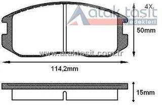 FREN BALATA ÖN MİTSUBİSHİ LANCER VI 1.6 16V 1995-2003/ 1.3 12V 1995-2003/ 1.5 16V 1995-2003/ COLT IV 1.3 GLI 12V 1992-1996/ COLT IV 1.3 GLI 12V 1992-1996/ COLT IV 1.6 GLXI 1992-1996 resmi