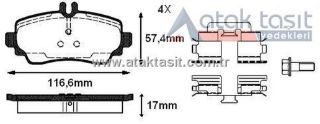 FREN BALATA ÖN MERCEDES A SERISI (W168) A 160 1997-2004 / (W168) A 170 CDI 1997-2004 resmi