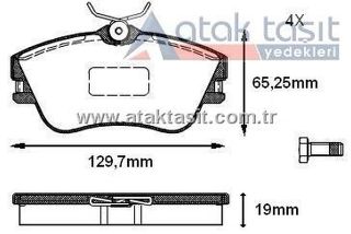 FREN BALATA ÖN VOLKSWAGEN TRANSPORTER IV (70XB,70XC,7DB,7DW) 1.9 D 1990-2003 / TRANSPORTER IV (70XB,70XC,7DB,7DW) 2.4 D 1990-2003 resmi