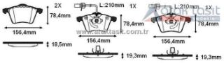 FREN BALATA FISLI ÖN VOLKSWAGEN CARAVELLE 2.5 TDI 18.50-19.30MM 1998-2003 resmi