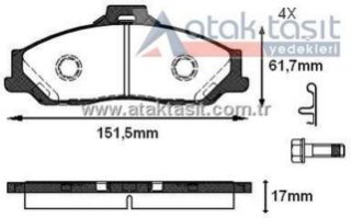 FREN BALATA ÖN FORD RANGER 2.5 TDCI 4X4 1999-2002 / RANGER 2.2 TDCI 1999-2002 / RANGER 3.0 TDCI 1999-2002 / MAZDA B SERISI (UN) 2.5 D 4X2 1998-2006 / B SERISI (UN) 2.5 TD 4X4 1998-2006 resmi