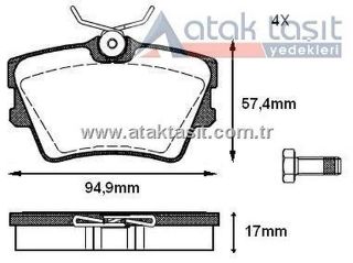 FREN BALATA ARKA VOLKSWAGEN TRANSPORTER IV (70XB,70XC,7DB,7DW) 1.9 D 1990-2003 / TRANSPORTER IV (70XB,70XC,7DB,7DW) 2.5 D 1990-2003 resmi