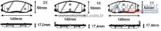 FREN BALATA ÖN İKAZLI HYUNDAİ STAREX 2.4İ 1997-2007/ STAREX 2.5 CRDI 1997-2007/ SANTA FE (SM) 2.0 CRDI 2001-2006/ TRAJET 2.0 CRDI 2001-2006/ SSANGYONG ACTYON I 2.0 XDI 4WD 2005-2012 resmi