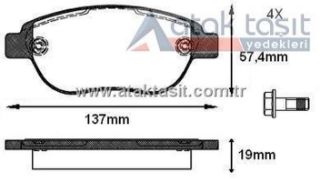 FREN BALATA ÖN PEUGEOT 307 1.6 2000-2007/ 307 1.6 HDI 2000-2007/ 207 1.4İ 2006-2012/ 207 1.6İ 16V 2006-2012/ 207 1.6 HDI 2006-2012/ CITROEN C4 1.6 2004-2009/ C4 1.6 HDI 2004-2009 resmi