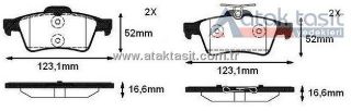 FREN BALATA ARKA VECTRA C 1.6 16V-1.9 CDTI-2.0 DTI 2002-2008/CITROEN C5 III 1.6 HDI-1.6 THP 2008-2015/PEUGEOT 508 1.6 E-HDI 2010-/FOCUS II 1.6 TDCI 2004-2011/TRANSİT CON. 1.8 TDCI 2002-2013 resmi