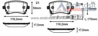 FREN BALATA ARKA FISLI VOLKSWAGEN TRANSPORTER V (7HA,7HH,7EA,7EH) 1.9 TDI 17.50MM 2003-2011/ TRANSPORTER V (7HA,7HH,7EA,7EH) 2.5 TDI 2003-2011 resmi