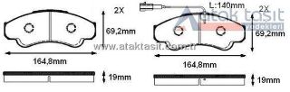 FREN BALATA ÖN FISLI DUCATO (244) 2.3 JTD 19.00MM 2002-2006 / DUCATO (244) 2.8 JTD 2002-2006 / CITROEN JUMPER II 2.8 HDI 2002-2006 / PEUGEOT BOXER II 2.0 HDI 2002-2006 / BOXER II 2.8 HDI 2002-2006 resmi