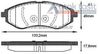 FREN BALATA ÖN CHEVROLET KALOS (T200) 1.2 2003-2008 / KALOS (T200) 1.4 2003-2008 / AVEO (T250) 1.4İ 2006-2011 / AVEO (T250) 1.2İ 2006-2011 resmi