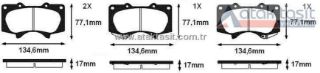 FREN BALATA ÖN İKAZLI 17MM TOYOTA HI-LUX VIII REVO PİCK UP 2.4 D 4X2 ESPLI 2015- / HI-LUX PİCK UP 2.5 D 2005-2008 / LAND CRUISER (J12) 3.0 D - 4.0İ 2002-2008 / MİTSUBİSHİ PAJERO IV 3.2 TD 2007- resmi