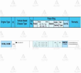 SEGMAN SWİFT   89-97  SAMURAI 1.3  74.50MM  G13A-G13B  0.50 TAKIM resmi