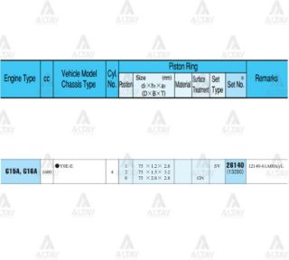 SEGMAN SWİFT  92-97 1.6  VİTARA 1.6   92-98  75.50MM  G16A-G16B  0.50 TAKIM resmi