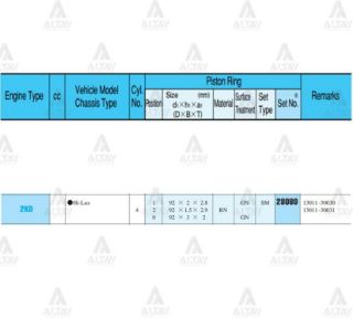 SEGMAN HİLUX 2.5L  05-12  KUN25-KUN15   92.00MM  2KDFTV  STD TAKIM resmi