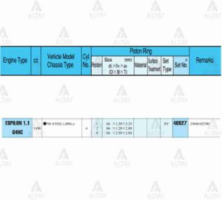 SEGMAN ATOS  98-01  1.0 - 1.1  66.00MM  G4HC  STD TAKIM resmi