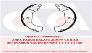 ARKA PABUÇ BALATA JUMPY 95-00 EVASION 94-02 SCUDO 99-06 EXPERT 96 255X60 resmi