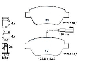 X ÖN BALATA DOBLO 1.3-1.6-1.9 JTD 02 FİORİNO 1.3-1.4 MTJ 02/08 FIAT 500 1.4 10.07 resmi