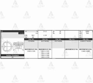 PİSTON TAKIM COROLLA 1.3L ENJ.   98-00  74.00MM  4E  STD resmi