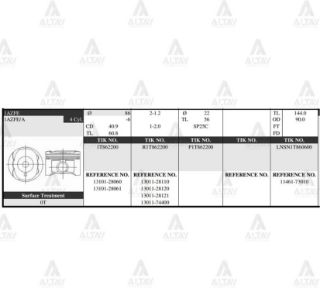 PİSTON TAKIM RAV-4 2.0L  AVENSİS 01-03  86.50MM  1AZFSE  0.50 resmi