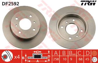 X ARKA FREN AYNASI PRIMERA 1.6-1.6İ-2.0-2.0 16V-2.0İ 90 ALMERA II 1.5-2.2D-1.8 00 258X10X4DL resmi